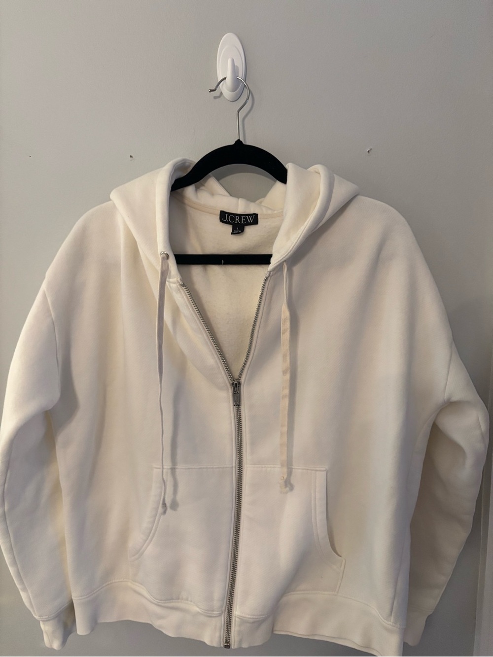 J. Crew Cream Full-Zip Hooded Sweatshirt